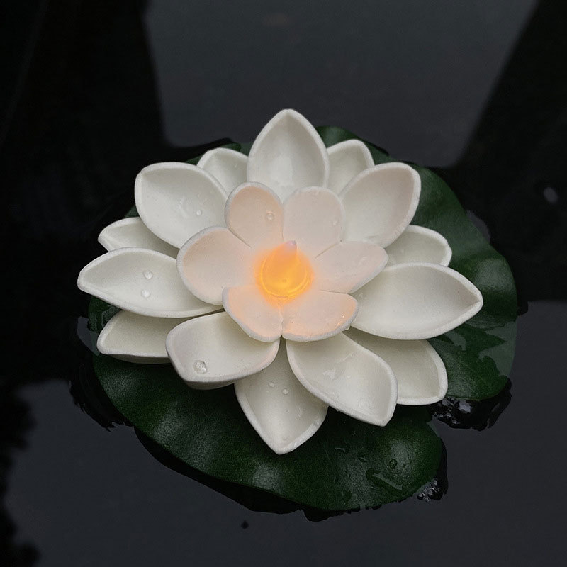 Wholesale Floating Led Candle In The Shape Of A Lotus Flower Blessing lotus candle holder 7 Day candles wholesale religious