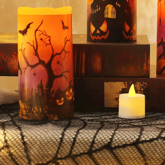 Led Luxury Electronic Candle, Flameless Pillars Flickering Electronic Halloween Candle