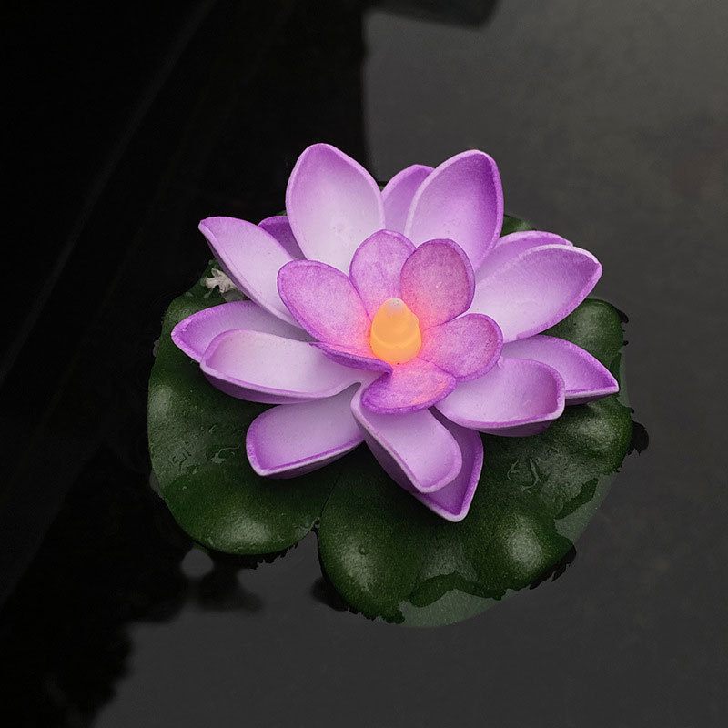 Artificial Candles Led Lotus-Shaped Colorful Changed Floating Flower Lamps Water Swimming Pool Wishing Light Water Candle