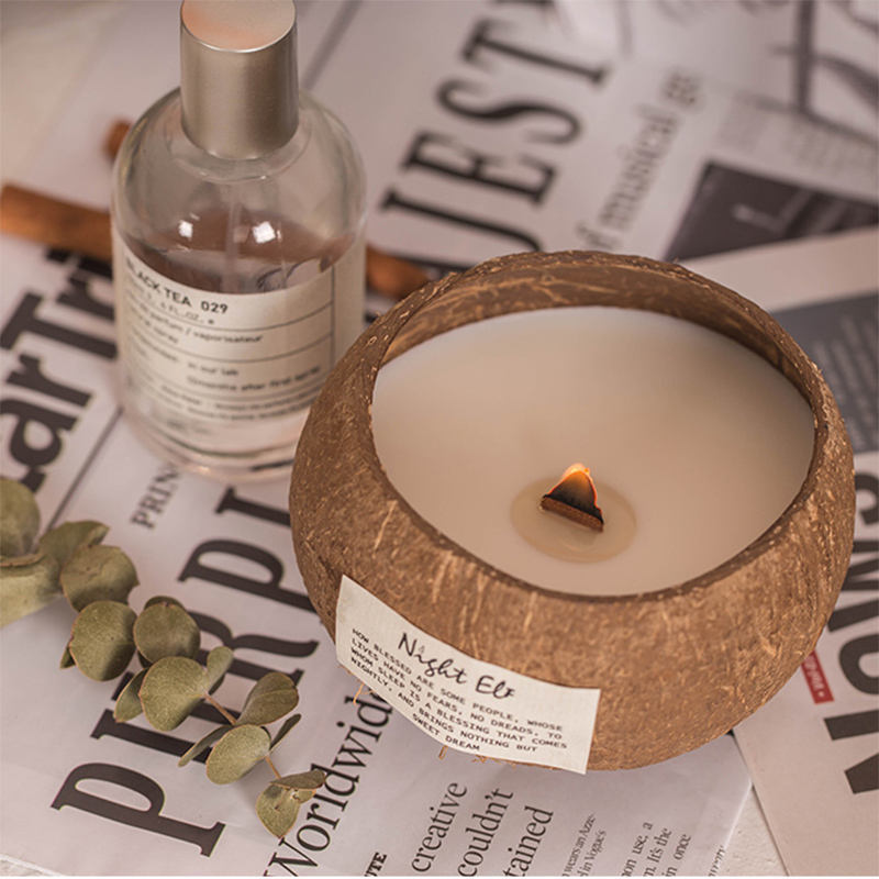 Luxury Coconut Shell Bowls Candle Wood Wick scented Candle, valentine Coconut Gift Box