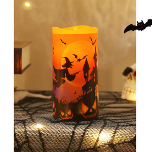 New Design Electronic Candle, Flameless  Flickering Electronic Pillar Shape Halloween Candle