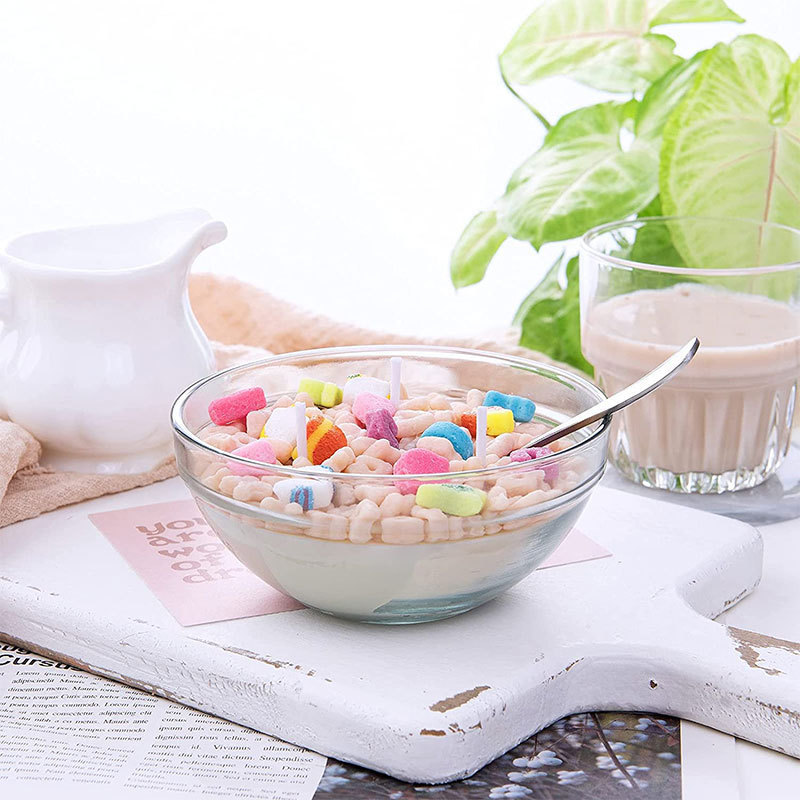 2022 Handmade Novelty Funny Scented Cereal Molds Bowl Candle With Spoon Soy Cereal Bowl Candles