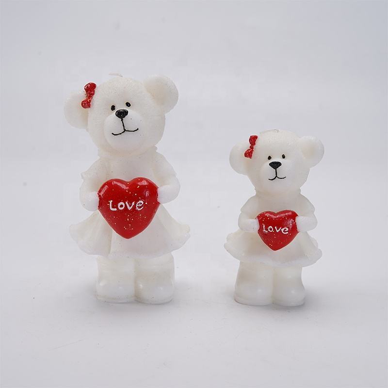 Valentine Gifts Paraffin Wax Candle White Home Decoration Little Bear Craft Candle