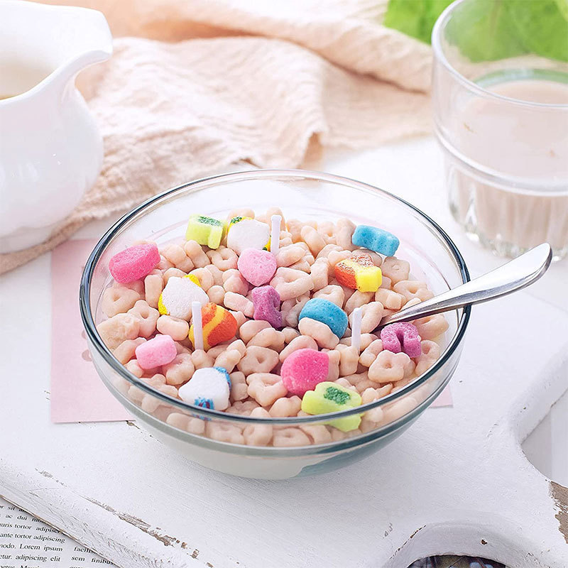 2022 Handmade Novelty Funny Scented Cereal Molds Bowl Candle With Spoon Soy Cereal Bowl Candles