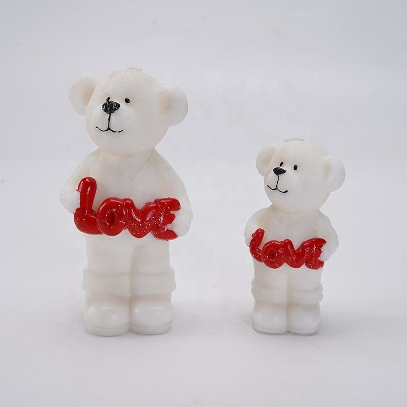 Valentine Gifts Paraffin Wax Candle White Home Decoration Little Bear Craft Candle