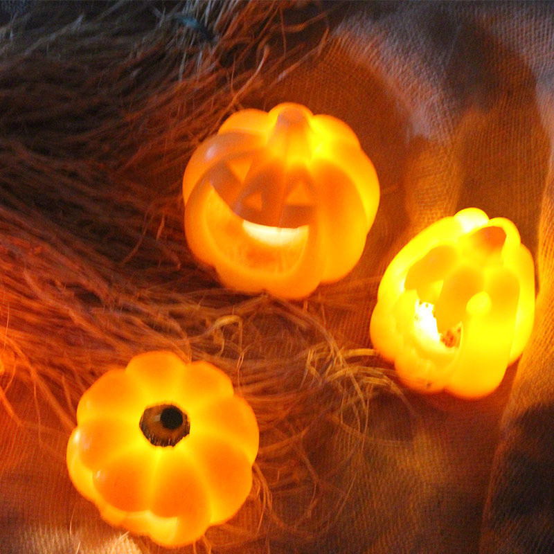 Environmental protection material Halloween Pumpkin shaped Candles Jar Led Electronic Candle Battery Operated Flickering Flame