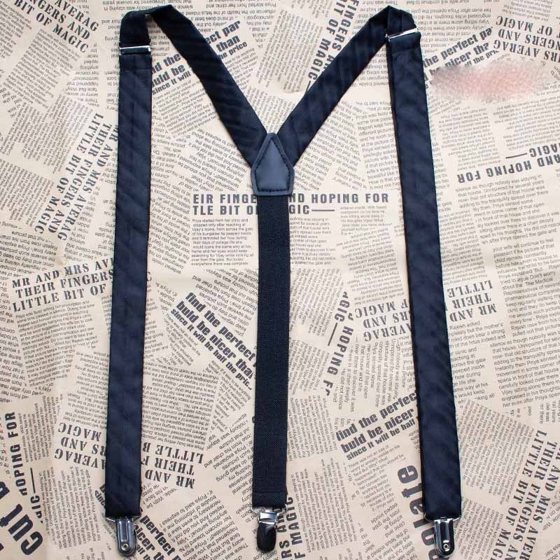 fashion retro elastic suspenders unisex solid color elastic strap adult 3 clip back  kids woven fabric long suspender