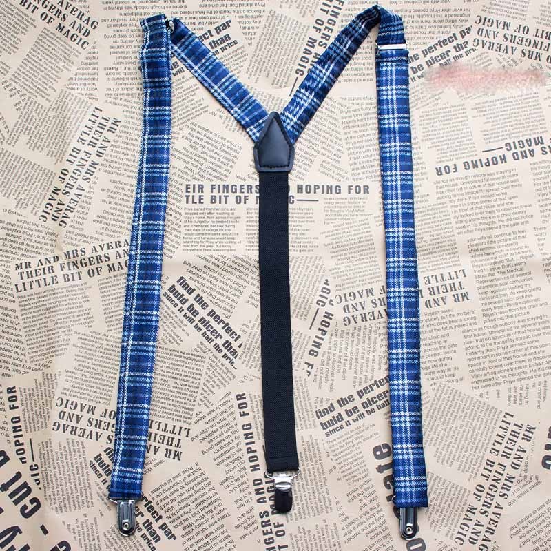 fashion retro elastic suspenders unisex solid color elastic strap adult 3 clip back  kids woven fabric long suspender