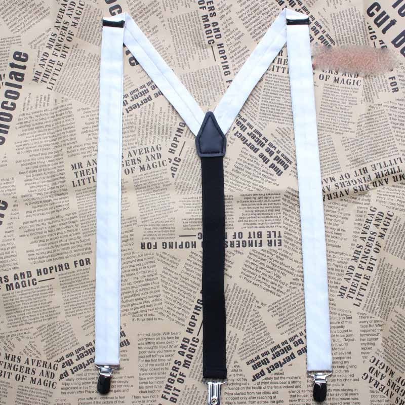 fashion retro elastic suspenders unisex solid color elastic strap adult 3 clip back  kids woven fabric long suspender