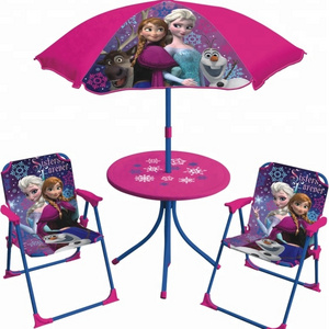 Kids Patio Set Table And 2 Folding Chairs w/ Umbrella Beetle Outdoor Garden Yard