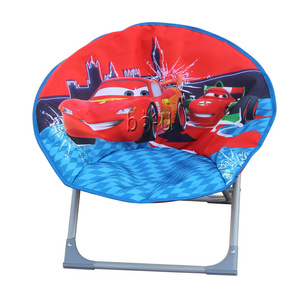 Customized Velvet children boy car man Moon Chair Camping Padded Comfy Foldable Metal Cozy Indoor Saucer Chair