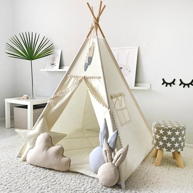 Hot Sale Cotton Canvas Indoor Play House Kids Child Teepee Tent Foldable Camping Tipi Children's Toy Tents