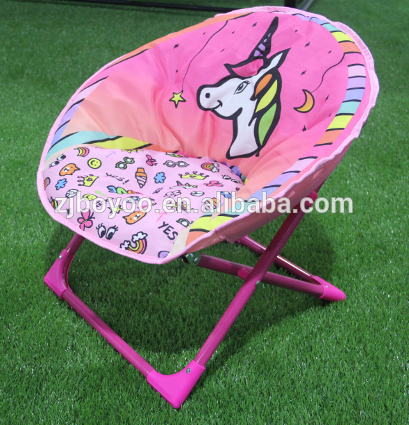 Pink Horse High Quality Available Different Size Moon Folding Beach Chair For Girl