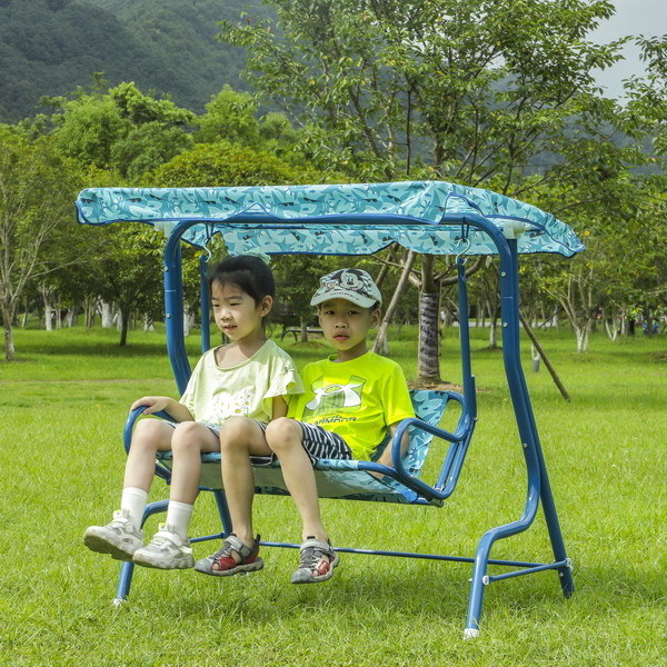 Patio Furniture for Kids Patio Swing with 2 Seats Outdoor Lounge Chair Hammock with Canopy