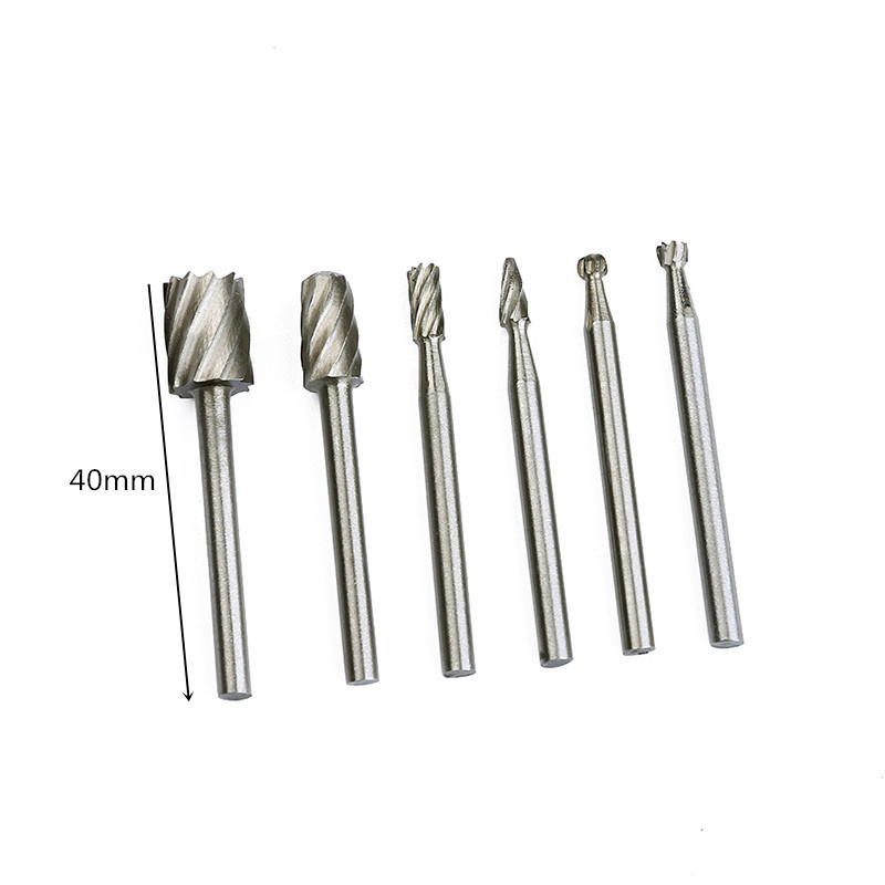 6Pcs 3MM hss trumpet woodworking rotary burr set file rasp drill bit for wood carving