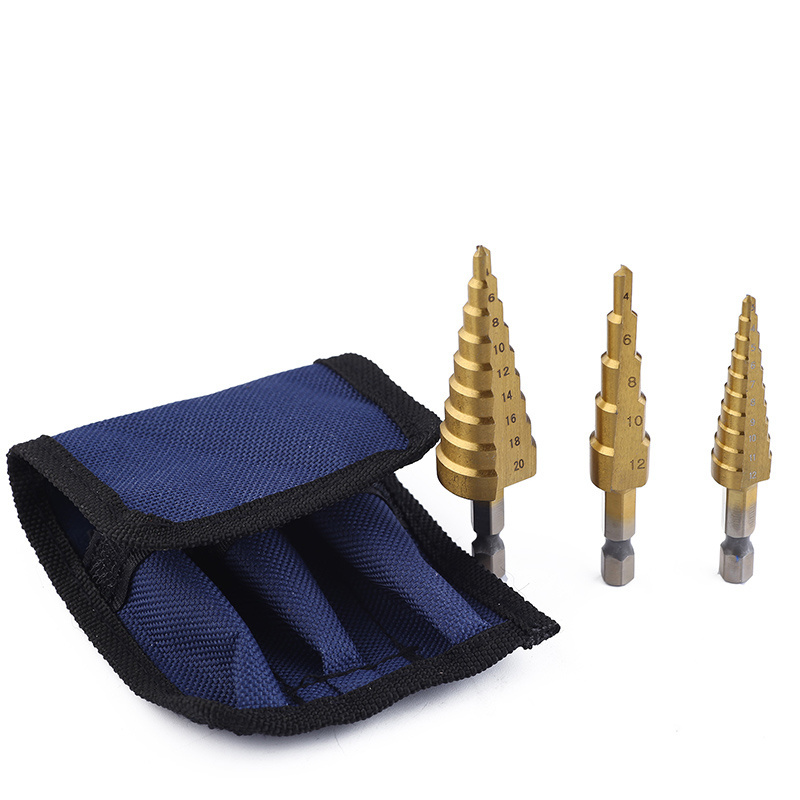 High speed steel 4241 step drill Bits 3PC metric combination  3-12 4-12 4-20  Wood Metal Drilling