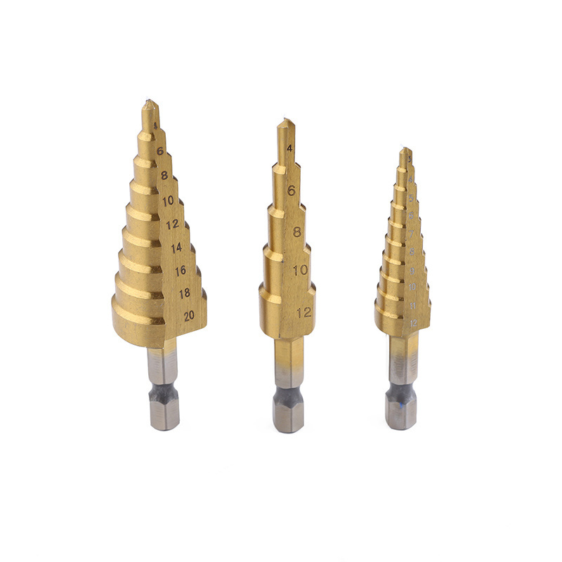 High speed steel 4241 step drill Bits 3PC metric combination  3-12 4-12 4-20  Wood Metal Drilling