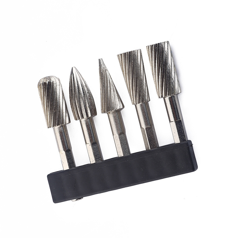 5PCS 1/4 inch Hex handle high speed steel woodworking rotary burr set file rasp drill bit wood metal polishing