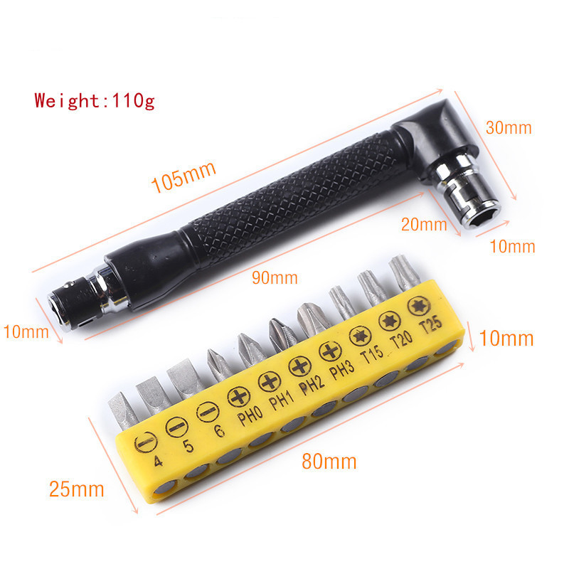 L-Shape Screwdriver Bit 1/4 Inch Hex Socket Wrench Universal Double Head Hand Tool Ratchet Wrench Tools Driver