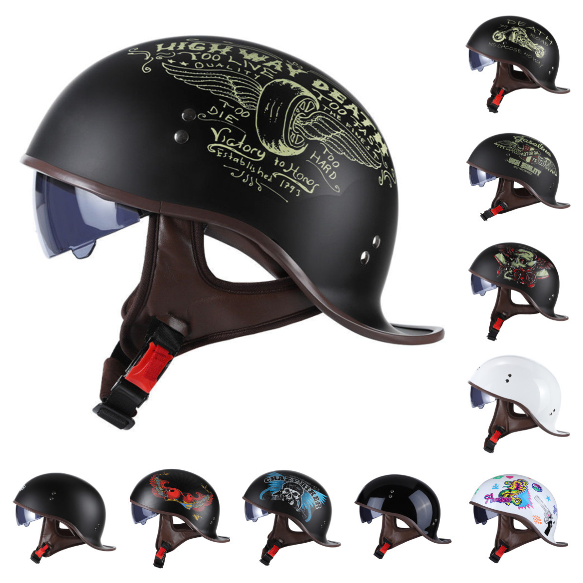 Motorcycle half ABS helmet Summer Motorcycle helmet retro fashion harley prince riding four seasons helmet