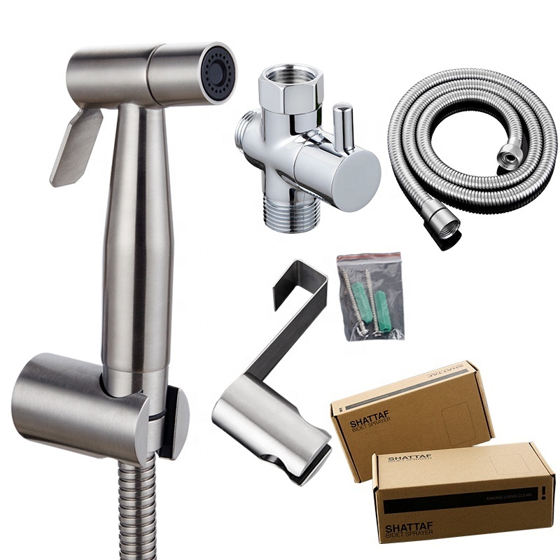 Shattaf Stainless Steel 304 Accessories Portable toilet bidet Sprayer Set Kit Muslim Woman Cleaning flush gun