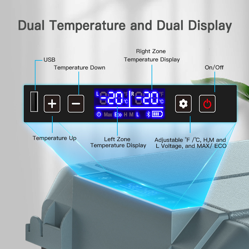 WAYCOOL WE65 58L Dual Temperature Dual Control 12V Car Refrigerator Freezer Car Cold Storage