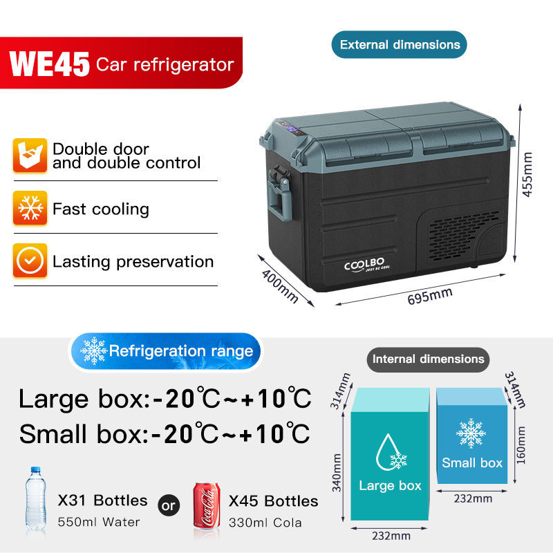 WAYCOOL WE45 38L Dual Zones Digital Display 12v RV Fridge 12v Fridge Compressor DC 12v 24v