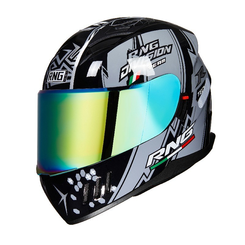 BYB/RNG Black Lightning Pioneer BY-168 Customizable Fashion Helmet, Removable and Washable Lined Full Face Motorcycle Helmet