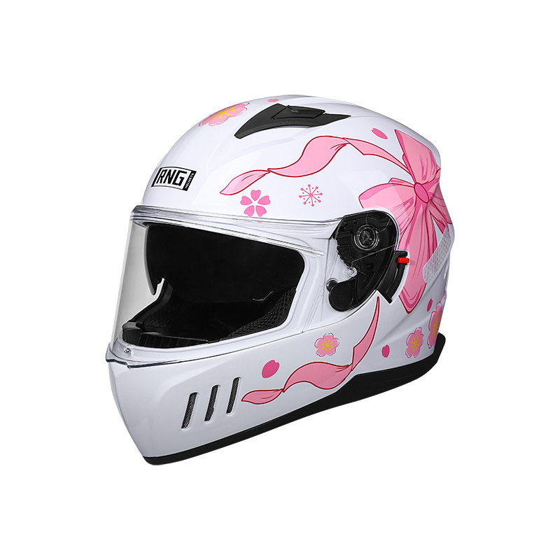 BYB/RNG rose cherry blossom white BY-168 full face motorcycle helmet customizable LOGOABS anti-collision helmet