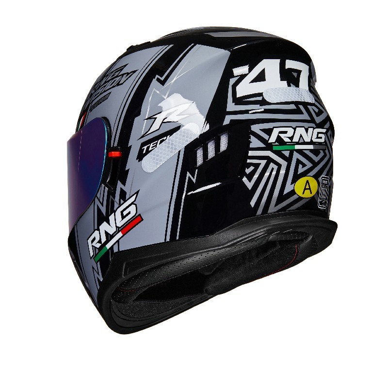 BYB/RNG Black Lightning Pioneer BY-168 Customizable Fashion Helmet, Removable and Washable Lined Full Face Motorcycle Helmet