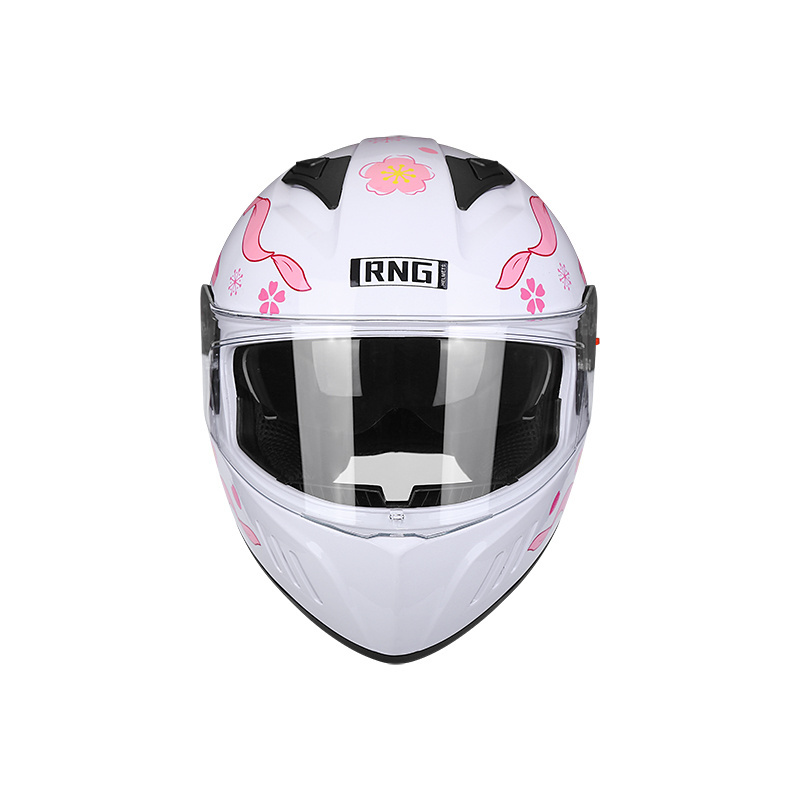 BYB/RNG rose cherry blossom white BY-168 full face motorcycle helmet customizable LOGOABS anti-collision helmet