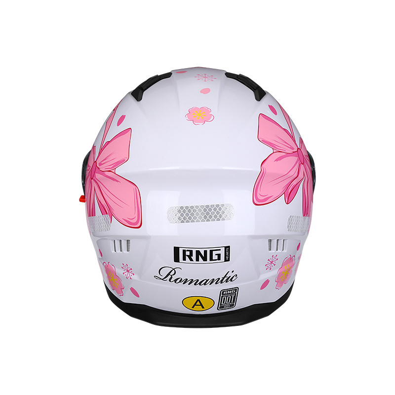 BYB/RNG rose cherry blossom white BY-168 full face motorcycle helmet customizable LOGOABS anti-collision helmet