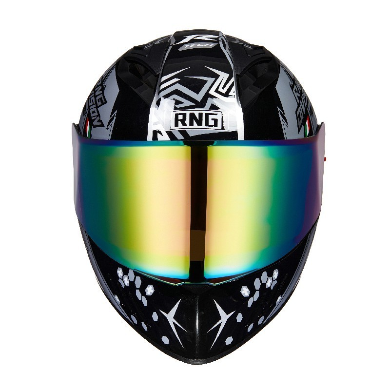 BYB/RNG Black Lightning Pioneer BY-168 Customizable Fashion Helmet, Removable and Washable Lined Full Face Motorcycle Helmet