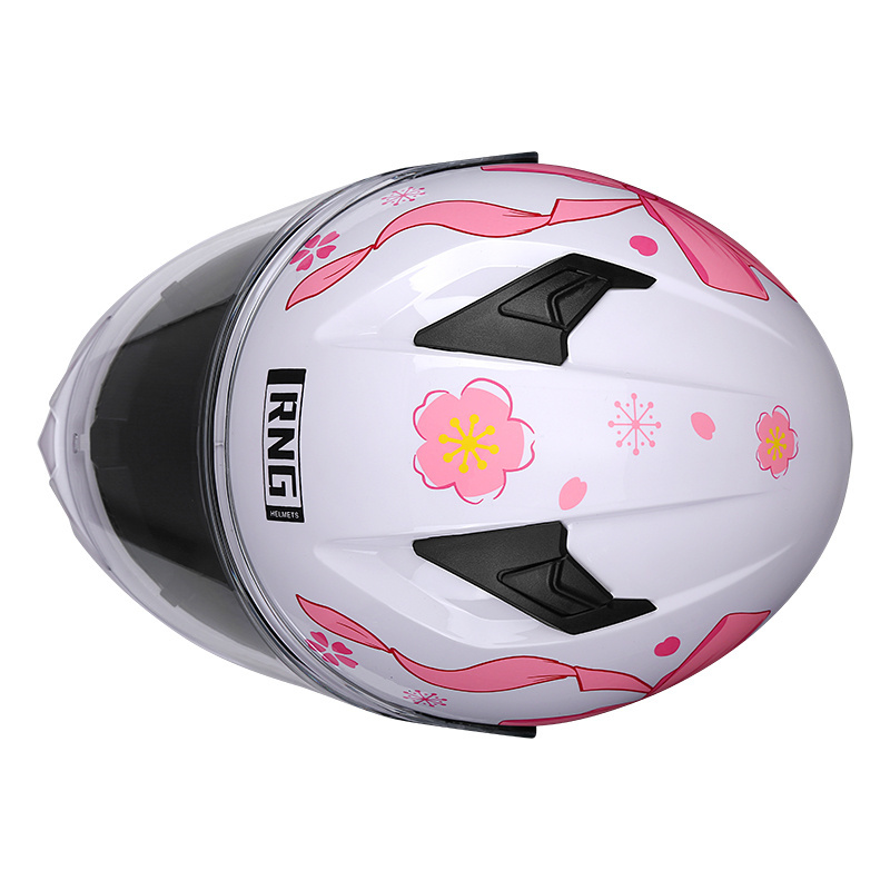 BYB/RNG rose cherry blossom white BY-168 full face motorcycle helmet customizable LOGOABS anti-collision helmet