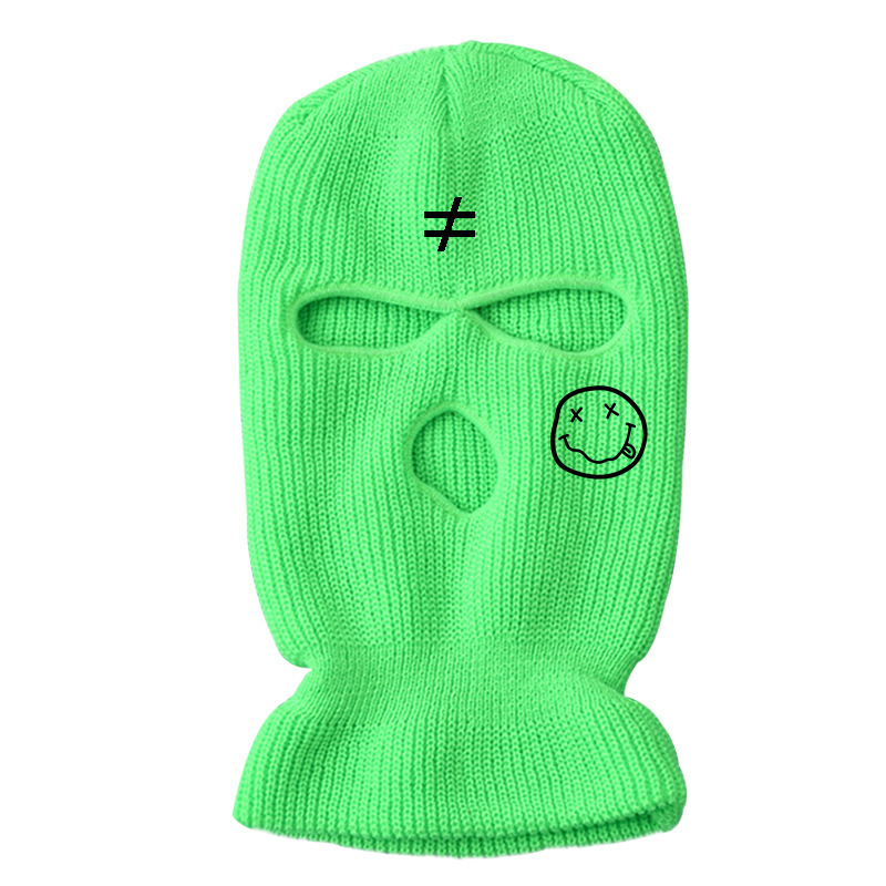 2022 New Black 3 hole skimask patches knitted balaclava ski mask wholesale thick embroidered ski mask