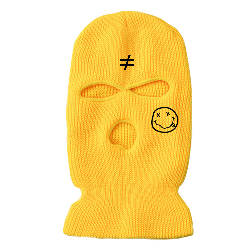 2022 New Black 3 hole skimask patches knitted balaclava ski mask wholesale thick embroidered ski mask