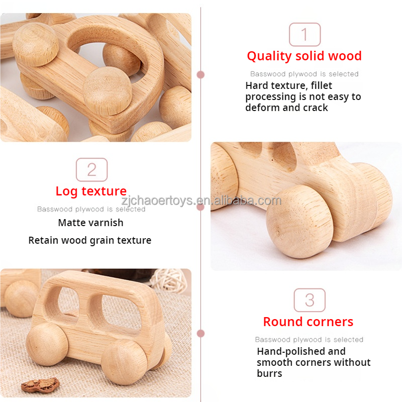 2024 Kids Montessori Wooden Children Toys Car Wooden Toy Track Wooden Push Toy