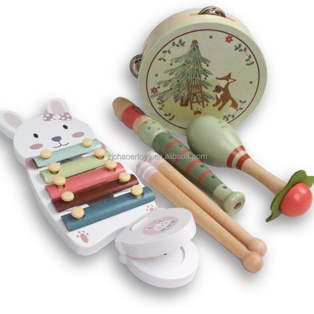 NEW Chaoer 4 in 1 Toddler Musical Percussion Instruments Toy Wooden Xylophone Kids Musical Toys sets for kids 2024