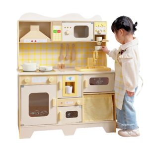 Chaoer Big House furniture Wooden Kitchen Toy Set, Pink Pretend Play Plastic Kids Kitchen Toy For Girls