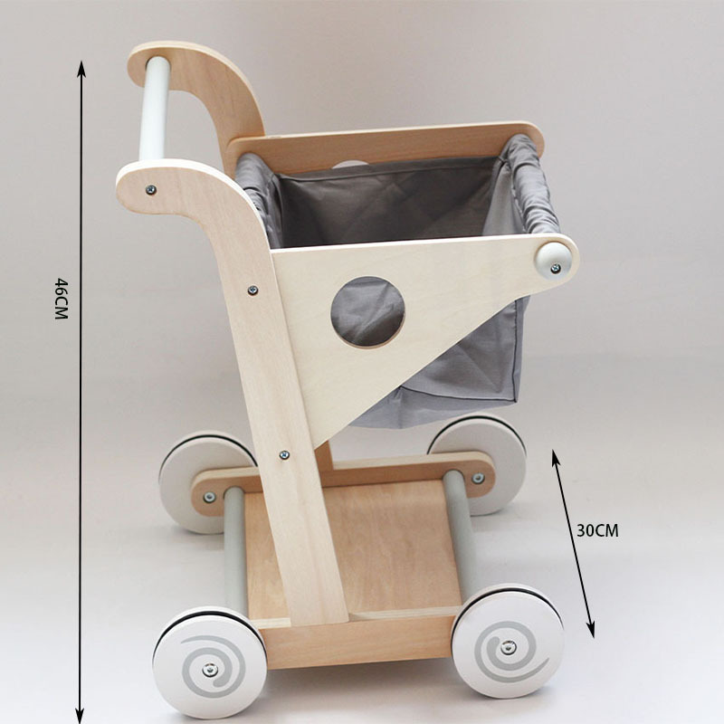 2024 Wooden baby walker Push Pull Doll stroller Shopping cart Boys and girls sit standing learning baby walker toddler toys