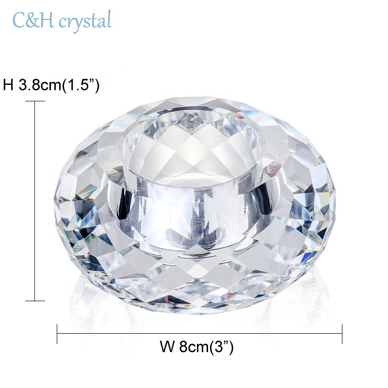 Dining table k9 crystal cut tealight candle holder for wedding and home decoration