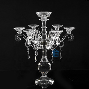 Latest wedding decoration crystal candelabra 6 arms candelabra with flower bowl for wedding/home decoration