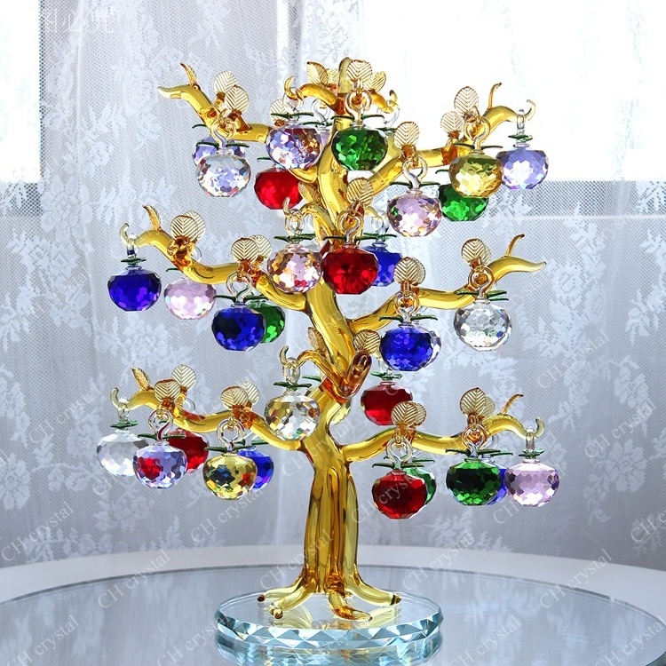 Hot sale K9 Crystal apple tree for home decor crystal glass table centerpieces