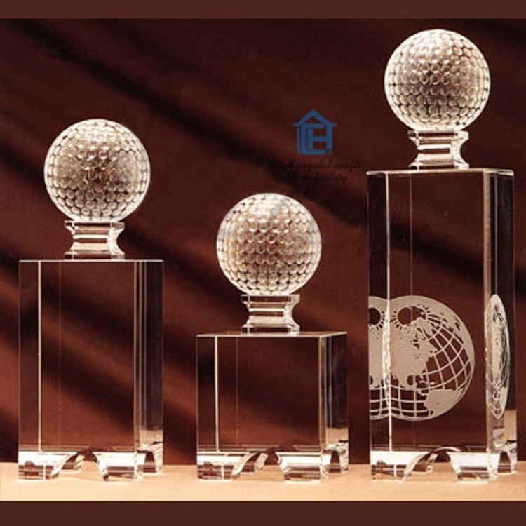 Wholesale cheap sports souvenir gifts crystal golf ball for trophy award