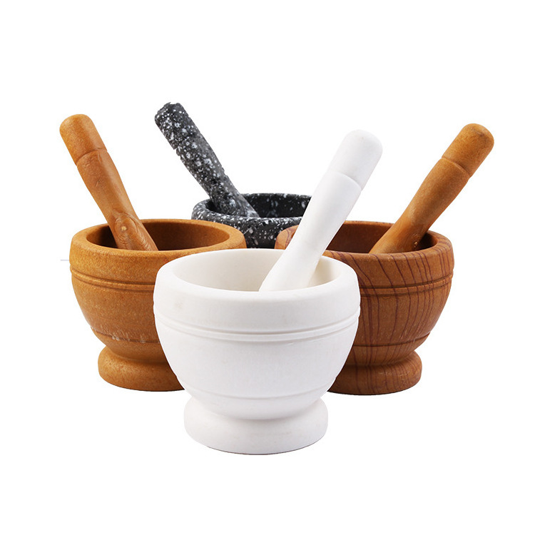 FREE sample Kitchen Wooden Garlic Press Machine Manual Ginger Spice Pestle Press Grinder Bowl Bamboo Wooden Garlic Masher