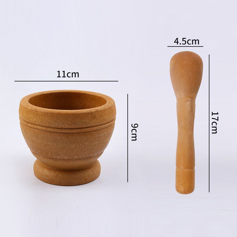 FREE sample Kitchen Wooden Garlic Press Machine Manual Ginger Spice Pestle Press Grinder Bowl Bamboo Wooden Garlic Masher