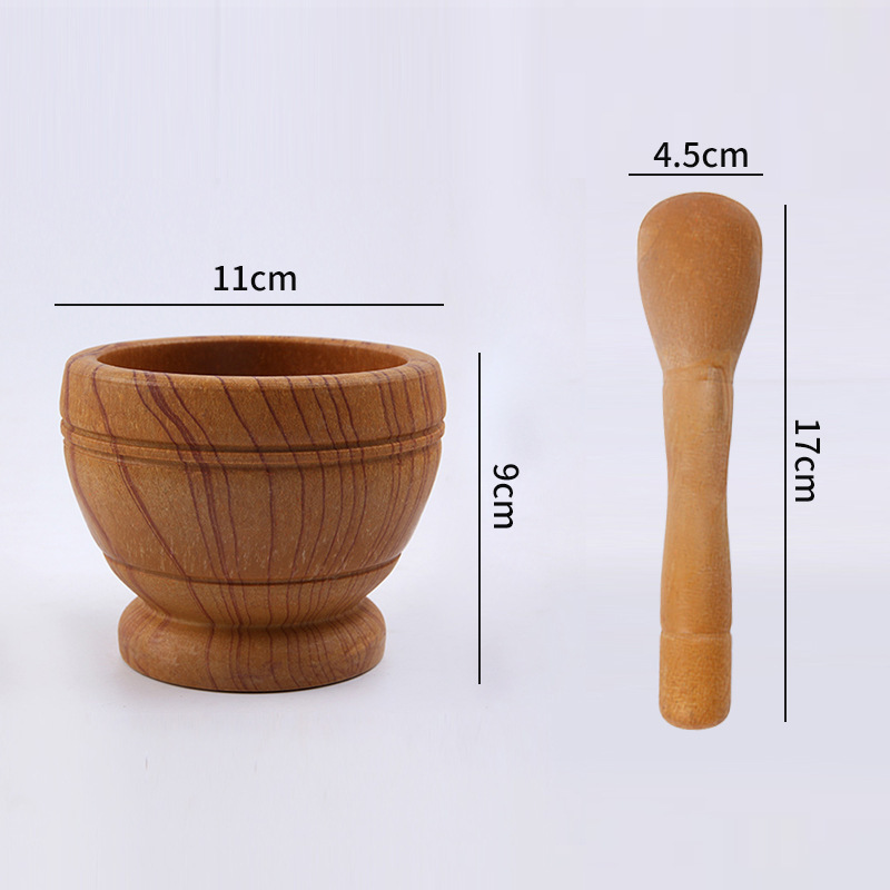 FREE sample Kitchen Wooden Garlic Press Machine Manual Ginger Spice Pestle Press Grinder Bowl Bamboo Wooden Garlic Masher