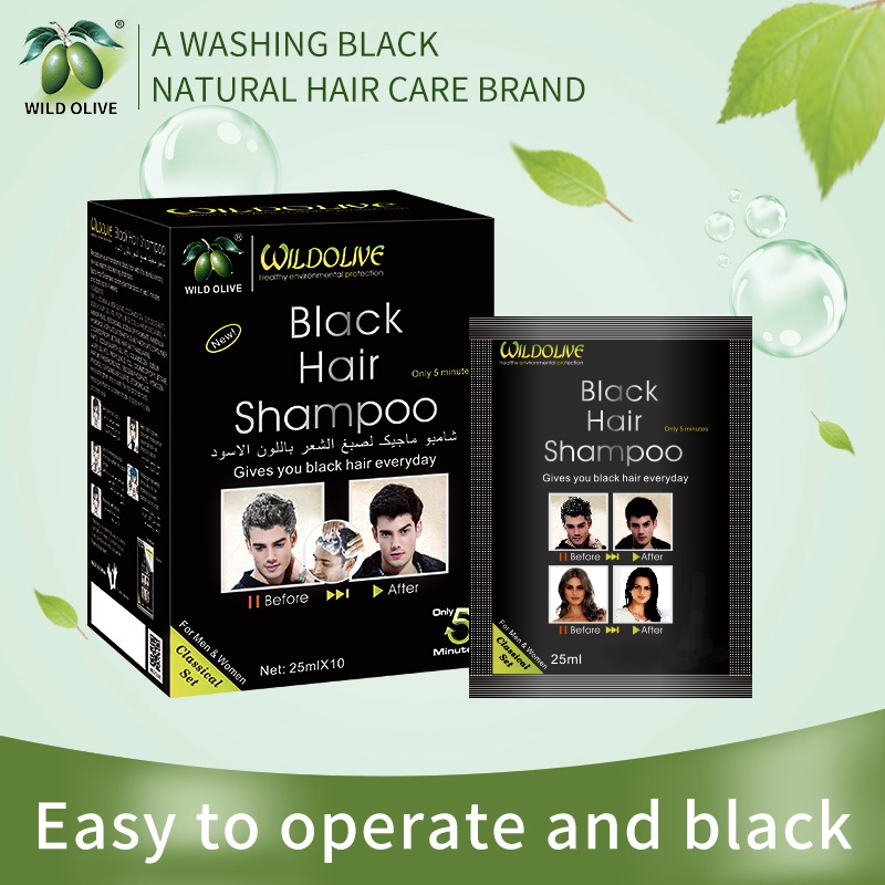 A box of 10 packs of hair coloring shampoo quickly removes white hair and super black hair coloring products