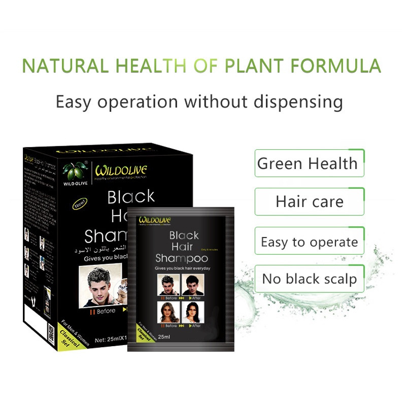 A box of 10 packs of hair coloring shampoo quickly removes white hair and super black hair coloring products