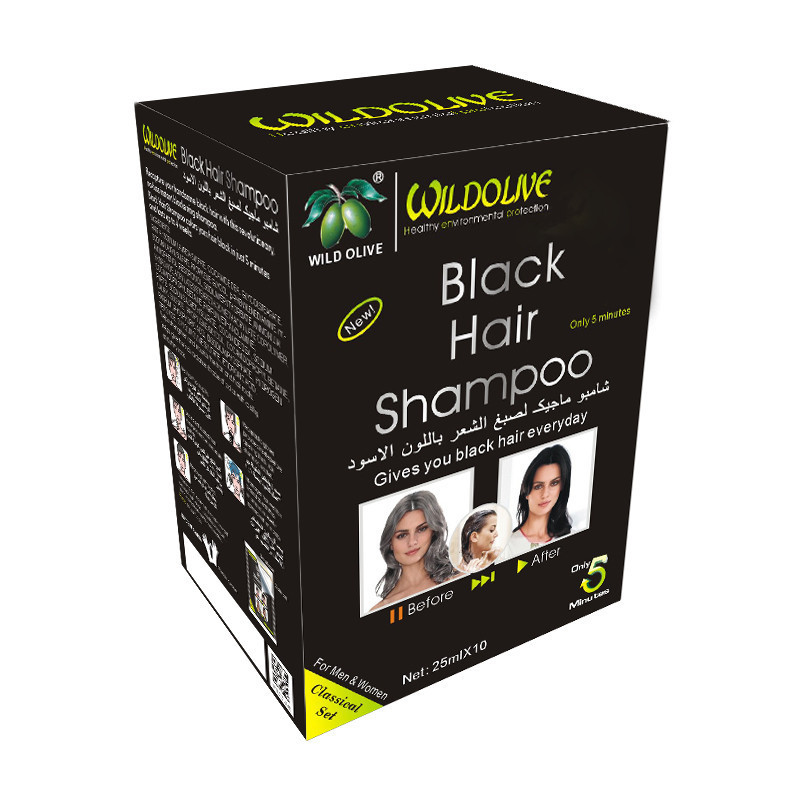 A box of 10 packs of hair coloring shampoo quickly removes white hair and super black hair coloring products